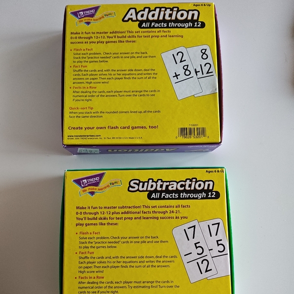 Addition and Subtraction Math Flash Cards Sets - Picture 2 of 4